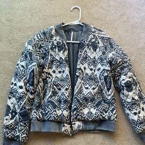 Free People Love Story Ikat Printed Quilt Bomber Jacket